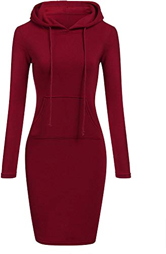 Uni-Wert Damen Pulloverkleid Langarm Hoodie Sweatshirt Lang Casual Kapuzenpullover Herbst Winter Kleider Pullover Uni-Wert Damen Pulloverkleid Langarm Hoodie Sweatshirt Lang Casual Kapuzenpullover Herbst Winter Kleider Pullover von Uni-Wert
