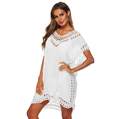 Uni-Wert Damen Strandkleid Spitze Bikini Cover Up Sexy Boho Strandponcho Oversize Sommerkleider von Uni-Wert