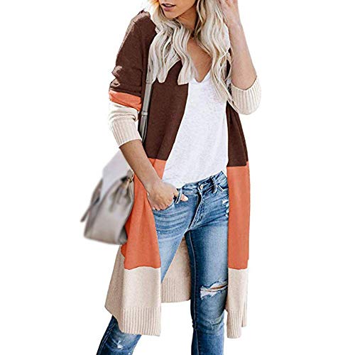 Uni-Wert Damen Strickjacke Lang Cardigan Mantel Strickmantel Langarm V Ausschnitt Frühling Herbst Winter Knit Cardigan von Uni-Wert