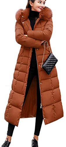 Earnmore Damen Winterjacke Lange Daunenjacke Warm Parka Jacke mit Fellkapuze Steppjacke Wintermantel Casual Daunenmantel von Earnmore