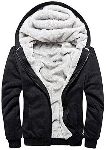 Uni-Wert Herren Kapuzenjacke Sweatjacke Hoodie Jacke Pullover Mit Kapuze Reißverschluss und Fleece-Innenseite Outdoor Kapuzenpullover Übergangsjacke (2XL, Schwarz) von Uni-Wert