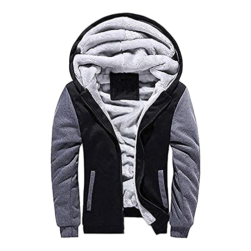 Uni-Wert Herren Kapuzenjacke Sweatjacke Hoodie Jacke Pullover Mit Kapuze Reißverschluss und Fleece-Innenseite Outdoor Kapuzenpullover Übergangsjacke (S, Schwarz-grau) von Uni-Wert