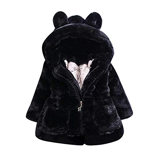 Uni-Wert Mädchen Fellmantel Winterjacke Kunstpelz Jacke Baby Mädchen Herbst Winter Mantel Warm Jacke mit Kapuze Wollmantel Kapuzenjacke von Uni-Wert