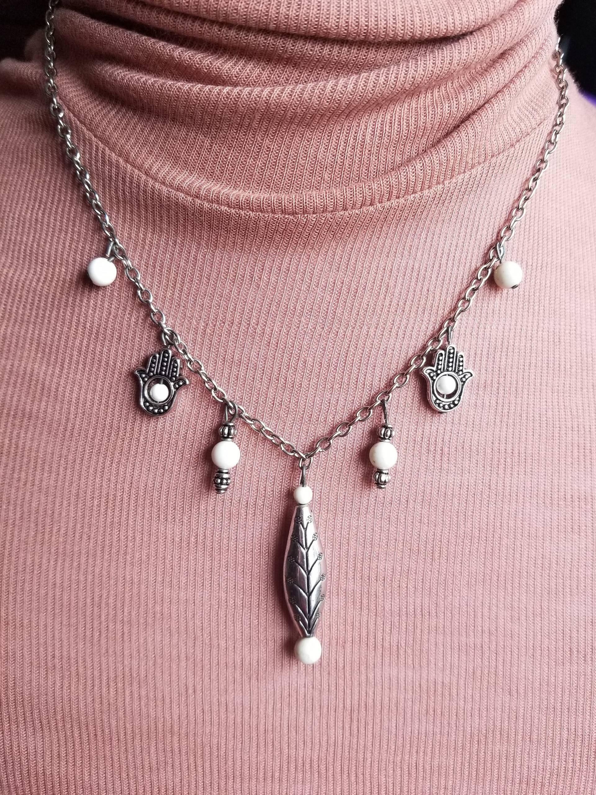 Hamsa Halskette - Stein Boho Zarte Hamsa Halskette - Stein Boho Zarte von UniColey