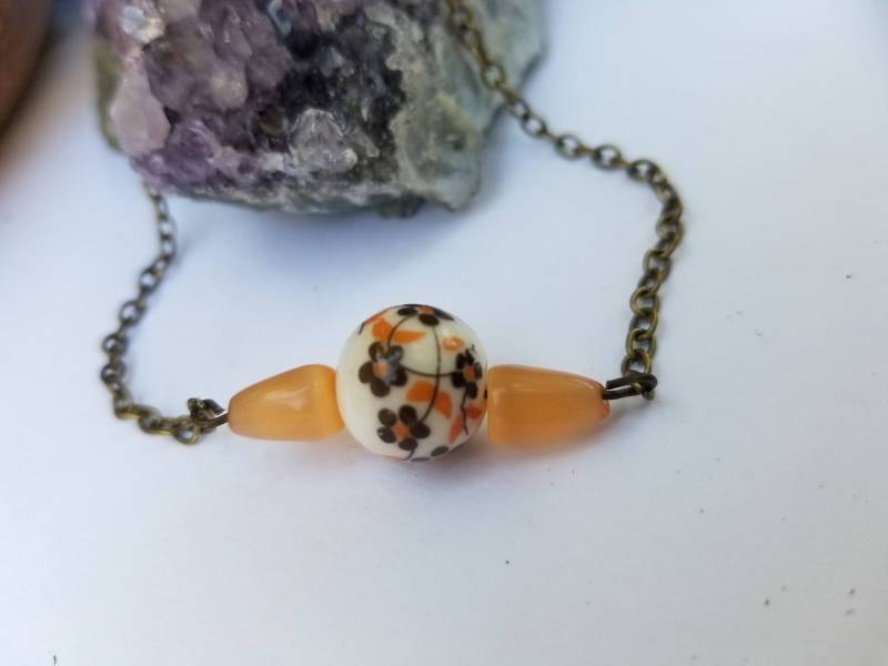 Vintage Look Armband - Orange Blumenarmband Zartes Vintage Look Armband - Orange Blumenarmband Zartes von UniColey