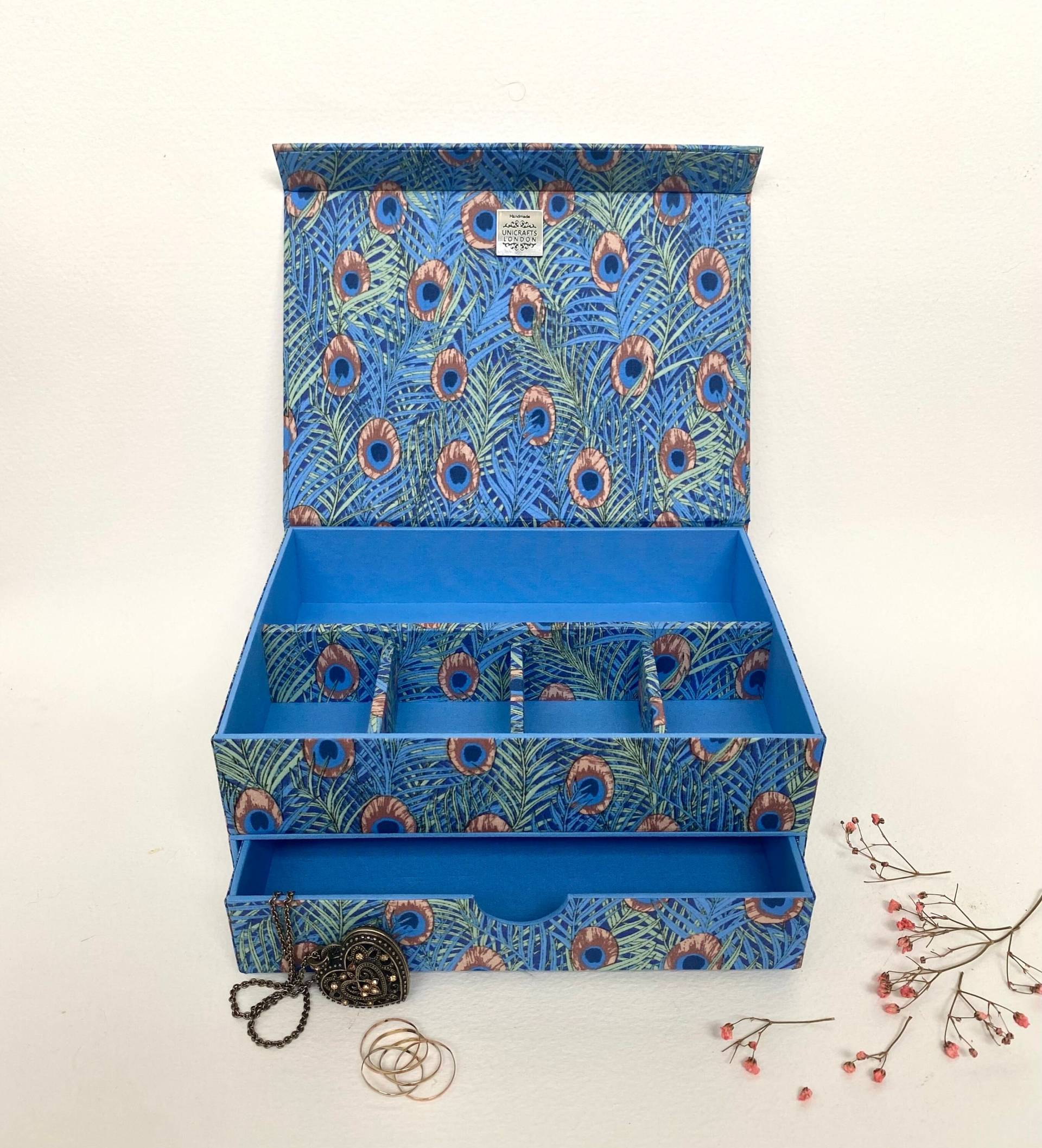Peacock Handgemachte Schmuckschatulle William Morris Magnetverschluss Mehrzweckbox Schreibtisch Organizer Erinnerungsbox Schlafzimmer Dekor von UniCraftsCreations