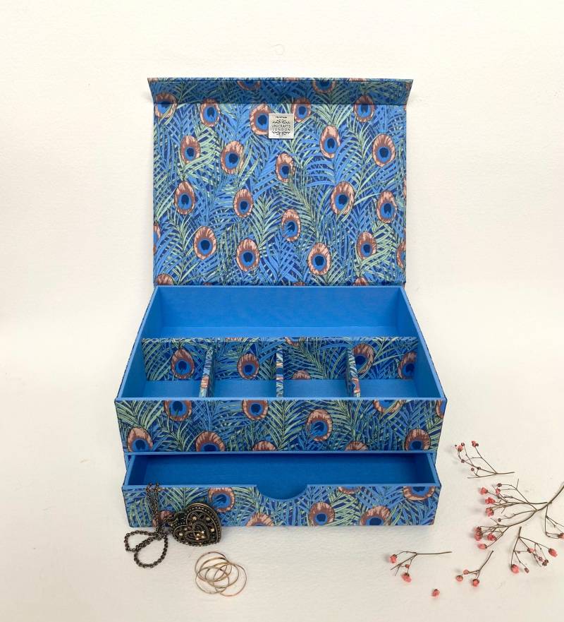Peacock Handgemachte Schmuckschatulle William Morris Magnetverschluss Mehrzweckbox Schreibtisch Organizer Erinnerungsbox Schlafzimmer Dekor von UniCraftsCreations