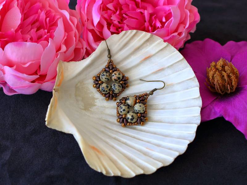 Ohrringe Rhyolith Vintageperlen Barock-stil von UniKaddi