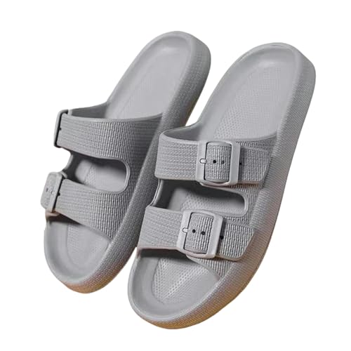 UniPrime Flip Flops Männer Soft Sohle Home Slipper Männer Sommerverstellbare Schnalle Nicht-Schlupfstrand-Flip Flops Plattform-Grau-36-37 von UniPrime