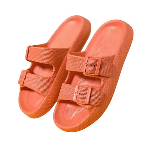 UniPrime Flip Flops Männer Soft Sohle Home Slipper Männer Sommerverstellbare Schnalle Nicht-Schlupfstrand-Flip Flops Plattform-Orange-36-37 von UniPrime