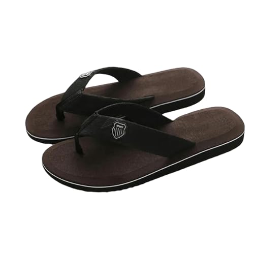 UniPrime Flip Flops Männer Sommer Männer Flip Flops Strand Sandalen Skid-Proof Schuhe Bequeme Große Größe Männliche Schuhe-Braun-40 (Einlegesohle 25,5Cm) von UniPrime