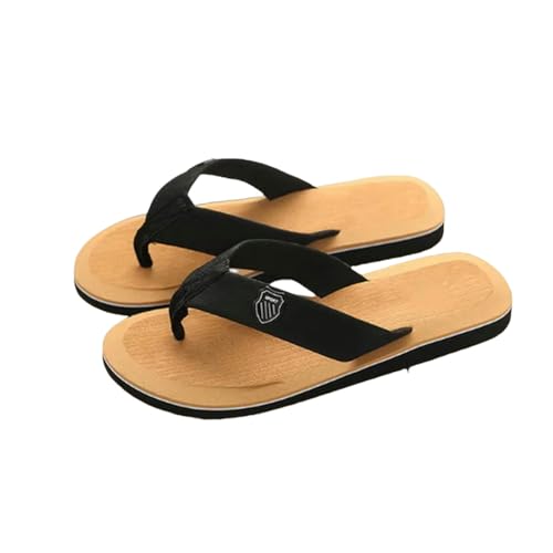 UniPrime Flip Flops Männer Sommer Männer Flip Flops Strand Sandalen Skid-Proof Schuhe Bequeme Große Größe Männliche Schuhe-Hellbraun-40 (Einlegesohle 25,5Cm) von UniPrime