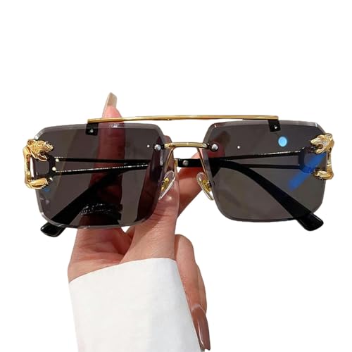 UniPrime Sonnenbrille für Damen Vintage Randless Sonnenbrille Männer Frauen Mode Neue Verlauf Uv400 Sonnenbrille-Schwarz-Golden von UniPrime