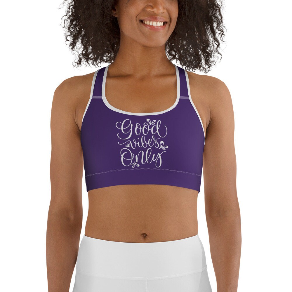 Lustige Damen Good Vibes Only Fitness Yoga Laufgymny Bequeme Sport Bh von UniQueensShop