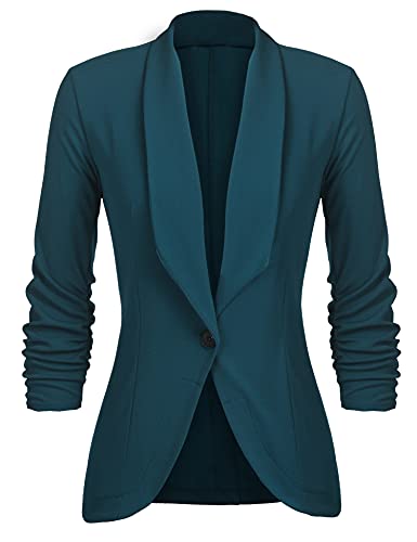 Unibelle Damen Blazer Cardigan Dünn 3/4 Längere Elegant Leicht Bolero Jacke Blazer Slim Fit Anzug Trenchcoat , Aa-dunkelgrün, 40(Herstellergröße:L) von UNibelle