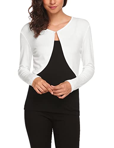 Hotouch Damen Bolero Weiß XL Langarm Open Front Bolerojacke von Hotouch