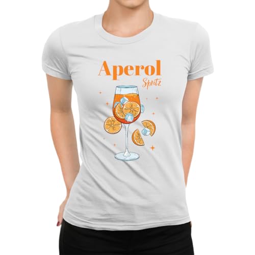 Aperol Spritz Mädelsabend - Karneval Fasching Kostüm Damen T-Shirt, Weiß, L von Unibly