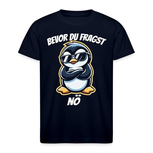 Bevor du fragst Nö Nein Pinguin Kinder T-Shirt, Navy Blau, 152 von Unibly