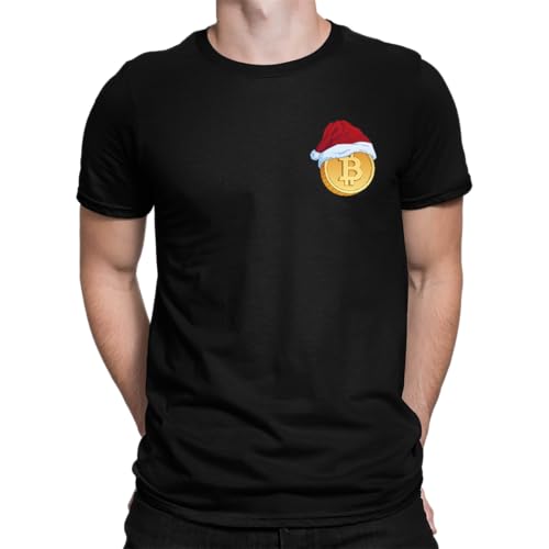 Crypto Bitcoin - Weihnachten Xmas Herren T-Shirt, Schwarz, L von Unibly