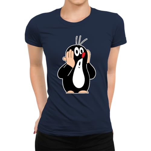 Der kleine Maulwurf Damen T-Shirt, Navy Blau, L von Unibly