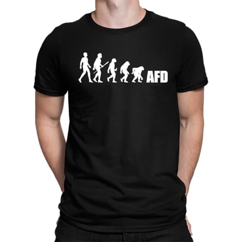 Evolution Rückwärts Politik Partei FCK AFD Gegner Herren T-Shirt, Schwarz, 3XL von Unibly