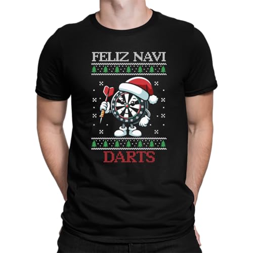 Feliz Navi Darts - Weihnachten Christmas Herren T-Shirt, Schwarz, XXL von Unibly