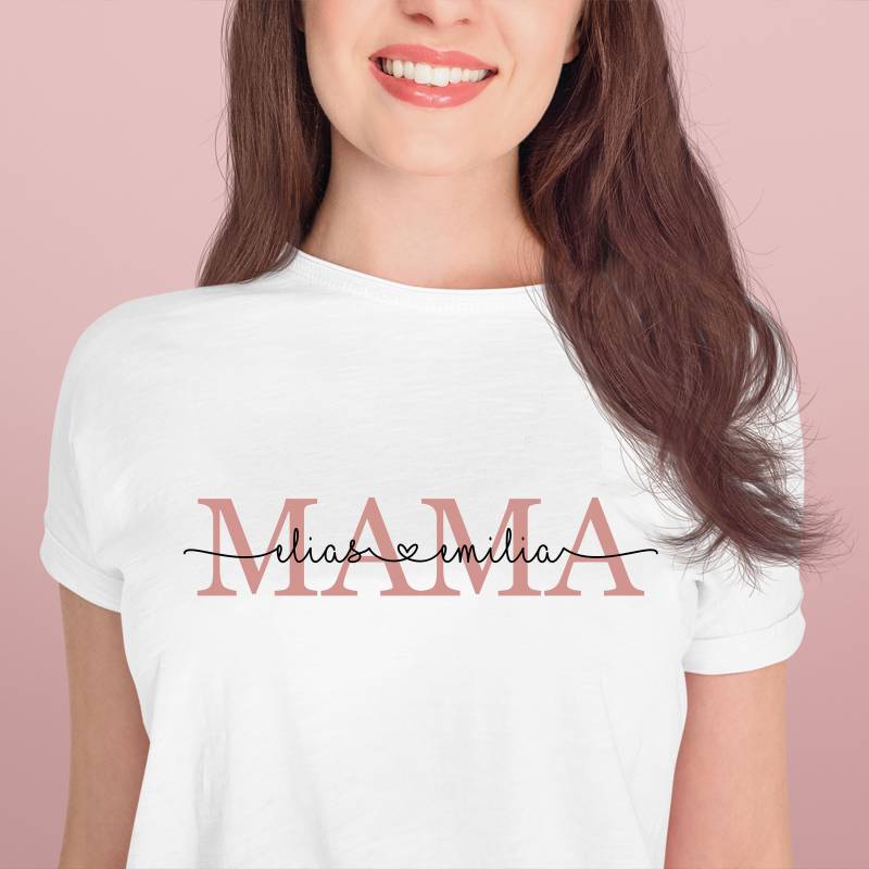 Frauen T-Shirt Mama Personalisiert Mit Namen Der Kinder Geburtsjahr Geschenk Für Mutter Muttertagsgeschenk Muttertag von Unibly