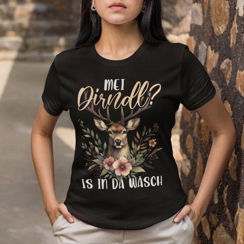 Frauen T-Shirt Mei Dirndl Is in Da Wäsch Trachtenshirt - Tracht Geschenk Zum Volksfest | Oktoberfest von Unibly