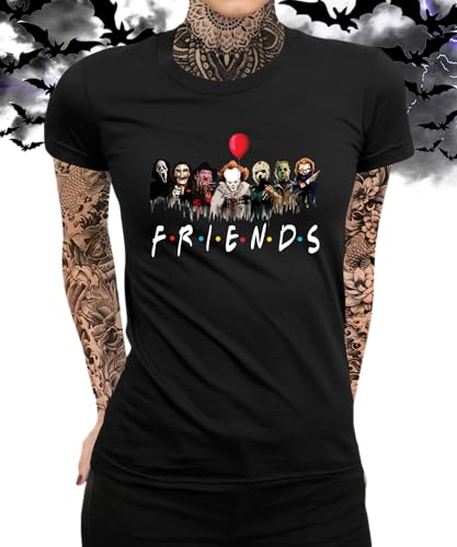 Friends Horrorfime - Halloween Outfit Gruselfilm Damen T-Shirt, Schwarz, S Friends Horrorfime - Halloween Outfit Gruselfilm Damen T-Shirt, Schwarz, S von Unibly