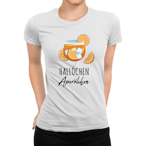 Hallöchen Aperölchen Aperol Spritz Damen T-Shirt, Weiß, XL Hallöchen Aperölchen Aperol Spritz Damen T-Shirt, Weiß, XL von Unibly