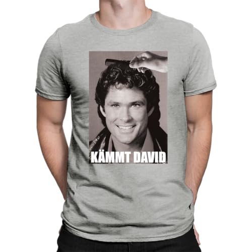 Kämmt David Lustiger Spruch Herren T-Shirt, Grau, XXL von Unibly