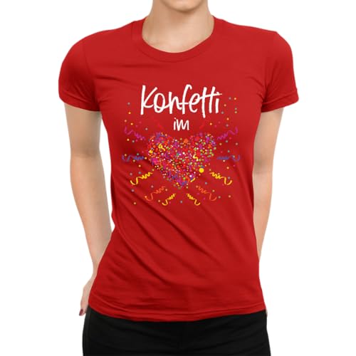 Konfetti im Herzen - Karneval Fasching Kostüm Outfit Damen T-Shirt, Rot, XL Konfetti im Herzen - Karneval Fasching Kostüm Outfit Damen T-Shirt, Rot, XL von Unibly