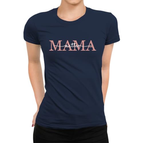 Mama Personalisiert mit Namen der Kinder Geburtsjahr Geschenk für Mutter Muttertagsgeschenk Muttertag Damen T-Shirt, Navy Blau, XL von Unibly