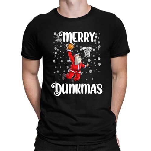 Merry Dunkmas Basketball - Weihnachten Xmas Herren T-Shirt, Schwarz, L von Unibly