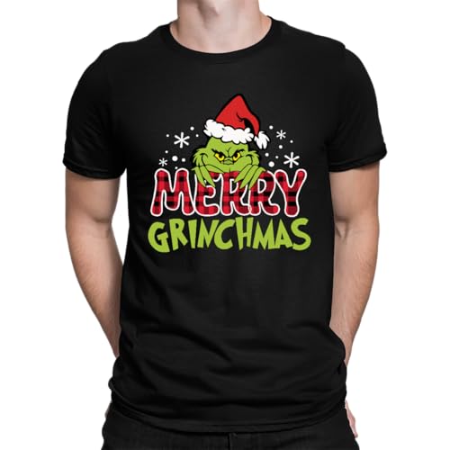 Merry Grinchmas Familie - Weihnachten Herren T-Shirt, Schwarz, L von Unibly