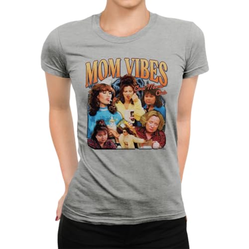 Mom Vibes Cool Moms Club Lustiges 90er Jahre - Mama Muttertag Mutter Damen T-Shirt, Grau, L von Unibly