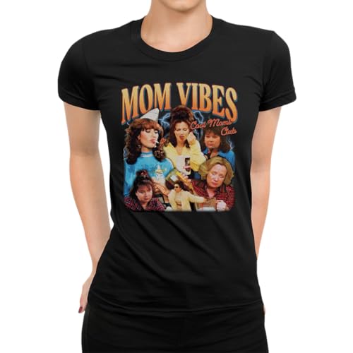 Mom Vibes Cool Moms Club Lustiges 90er Jahre - Mama Muttertag Mutter Damen T-Shirt, Schwarz, M von Unibly