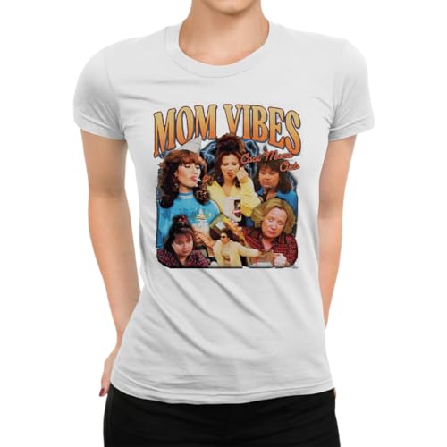 Mom Vibes Cool Moms Club Lustiges 90er Jahre - Mama Muttertag Mutter Damen T-Shirt, Weiß, 3XL von Unibly