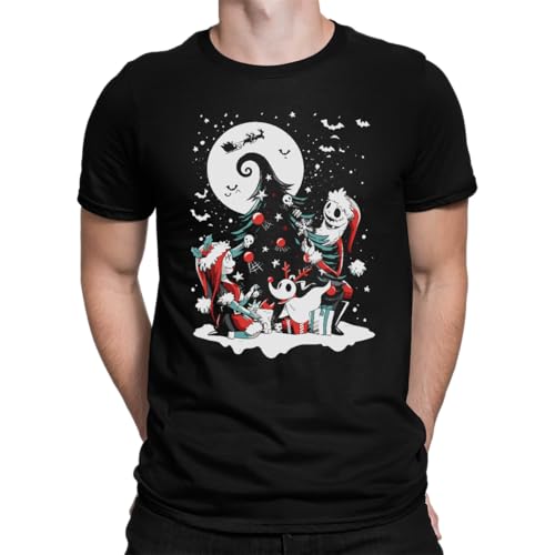 Nightmare Before Christmas Baum Mondlicht - Weihnachten Herren T-Shirt, Schwarz, L von Unibly