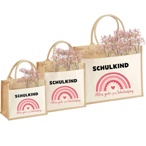 Schulkind Schulanfang Einschulung Schultüte Nachhaltige Jute-Tasche Geschenk-Tasche Jute-Beutel Einkaufstasche aus 100% Jute und Baumwolle, M Schulkind Schulanfang Einschulung Schultüte Nachhaltige Jute-Tasche Geschenk-Tasche Jute-Beutel Einkaufstasche aus 100% Jute und Baumwolle, M von Unibly