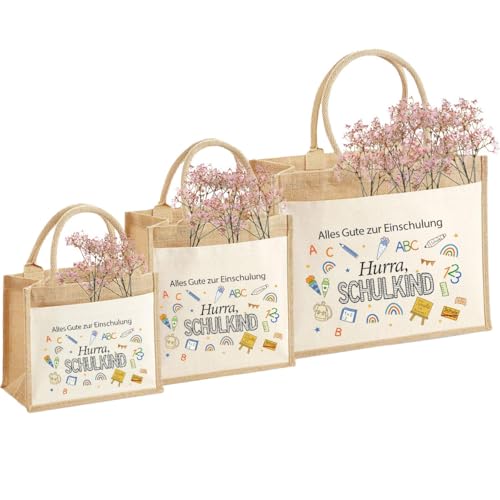 Schulkind Schulanfang Einschulung Schultüte Nachhaltige Jute-Tasche Geschenk-Tasche Jute-Beutel Einkaufstasche aus 100% Jute und Baumwolle, XL Schulkind Schulanfang Einschulung Schultüte Nachhaltige Jute-Tasche Geschenk-Tasche Jute-Beutel Einkaufstasche aus 100% Jute und Baumwolle, XL von Unibly