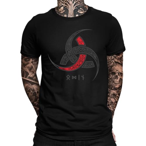 Skal Trinkhörner Runen - Wikinger | Nordmann | Runen | Odin | Thor | Valhalla | Ragnarök Herren T-Shirt, Schwarz, XXL von Unibly