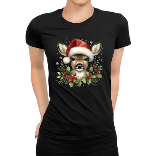 Süßes REH Rentier - Weihnachten Christmas Damen T-Shirt, Schwarz, XL Süßes REH Rentier - Weihnachten Christmas Damen T-Shirt, Schwarz, XL von Unibly