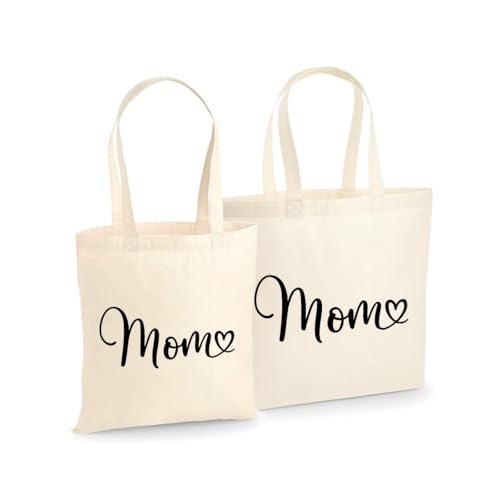 Unibly Baumwolltasche Mom Mama Mutter | 200 g/m² | OEKO-TEX® zertifiziert Einkaufstasche, Jutebeutel, Stofftasche, L von Unibly