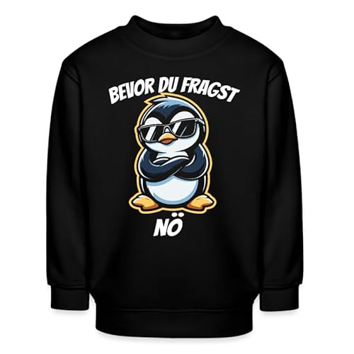 Unibly Bevor du fragst Nö Nein Pinguin Kinder Pullover, Schwarz, 116 von Unibly