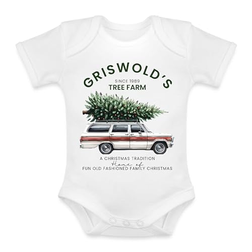 Unibly Griswolds Tree Farm - Weihnachten Christmas Baby Body, Weiß, 0-3 M von Unibly