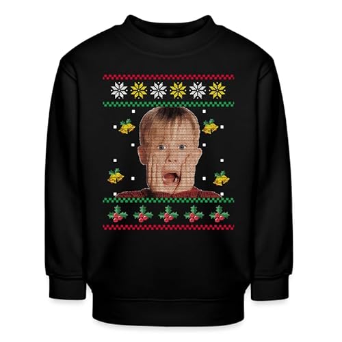 Unibly Kevin Allein Zuhause - Weihnachten Familien Set Ugly Sweater Kinder Pullover, Schwarz, 116 von Unibly