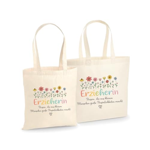 Unibly Personalisierte Erzieherin Lehrerin Hebamme Kollegin Baumwolltasche | 200 g/m² | OEKO-TEX® zertifiziert Einkaufstasche, Jutebeutel, Stofftasche, M von Unibly