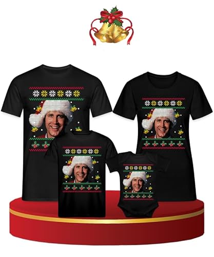 Unibly Schöne Bescherung Weihnachten bei den Griswolds Clark - Weihnachten Familien Set Ugly Sweater Baby Body, Schwarz, 0-3 M von Unibly