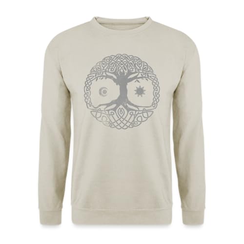 Unibly Yggdrasil Weltenbaum Sonne Mond - Wikinger | Nordmann | Runen | Odin | Thor | Valhalla | Vikings Pullover, Naturstein, XXL von Unibly